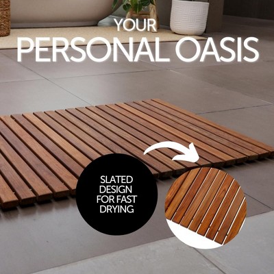 Nordic Teak Oiled Finish Indoor/Outdoor Bath Mat 31.4" x 19.6"