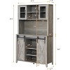 Acekool 70" Wine Bar Cabinet with Storage Hutch, Sliding Barn Doors, Adjustable Shelves, Glass Racks, Buffet Coffee Bar - 2 of 4