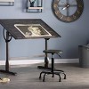 studio designs Retro Wood and Metal Swivel Height Adjustable Stool with Foot Ring Distressed Black: Upholstered, Wheeled, Task Chair - 2 of 4