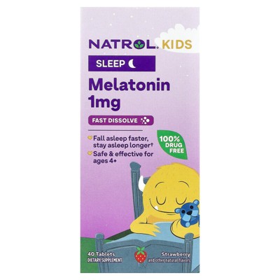 Natrol Kids, Melatonin, Ages 4+, Strawberry, 40 Tablets