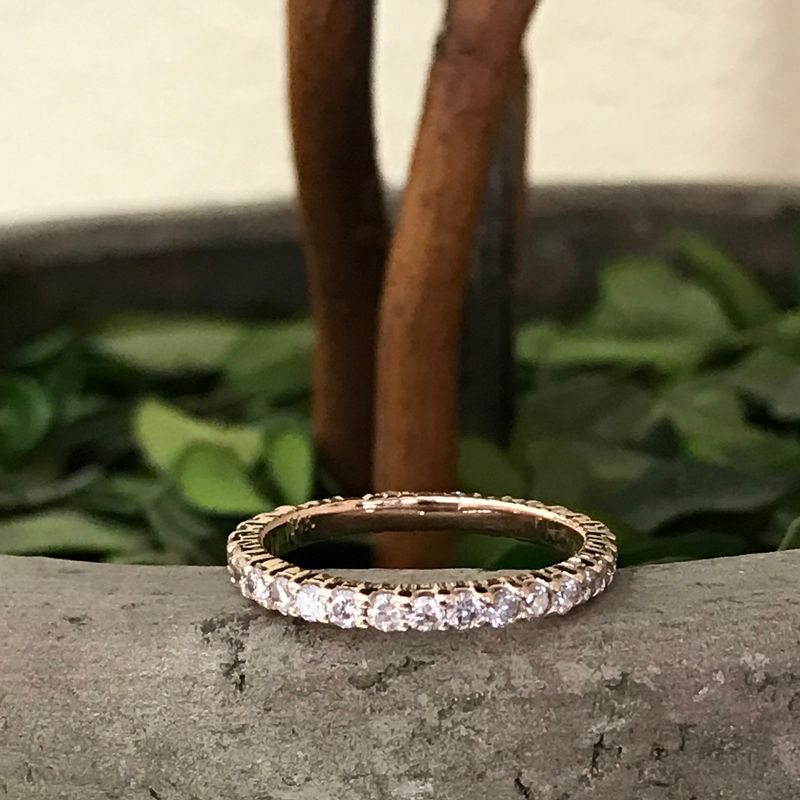 Pompeii3 G/SI .90ct Diamond Eternity Ring 14k Rose Gold Womens Stackable Wedding Band, 3 of 5