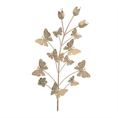 Iron Butterfly and Floral Garden Stake (Set of 2)