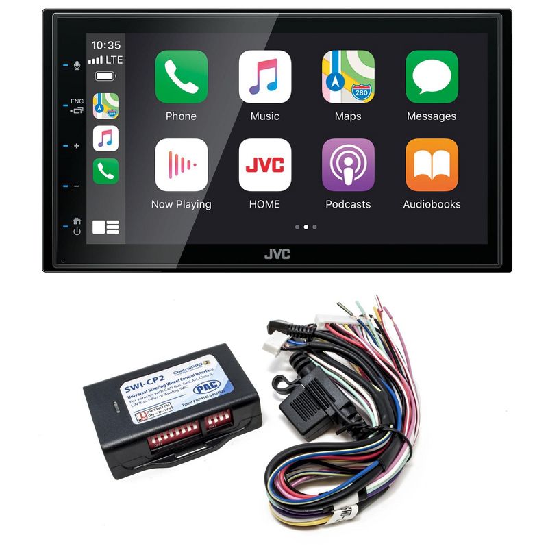JVC KW-M560BT Digital Media Receiver 6.8" Touch Panel Compatible With Apple CarPlay & Android Auto with PAC SWI-CP2 Steering Wheel Interface, 1 of 7