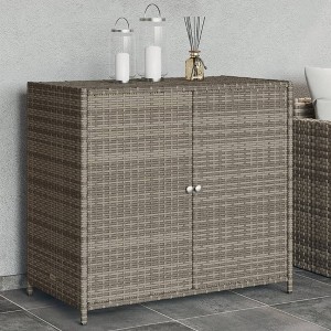 VidaXL Patio Storage Cabinet Gray 32.7"x17.7"x29.9" Poly Rattan - 1 of 4