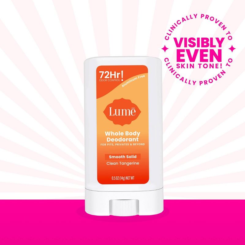 Lume Whole Body Women&#8217;s Deodorant - Mini Smooth Solid Stick - Aluminum Free - Clean Tangerine Scent - Trial Size - 0.5oz, 5 of 13