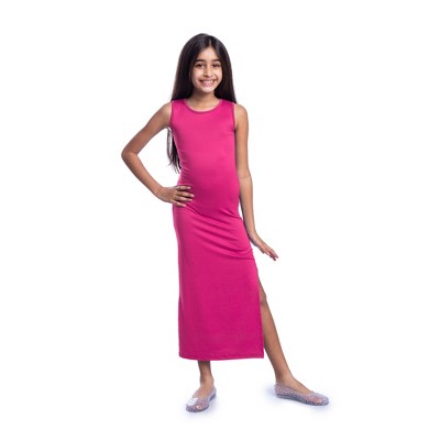 24seven Comfort Apparel Girls Side Slit Maxi Dress