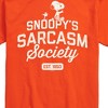 Men's - Peanuts - Snoopy Sarcasm Society Short Sleeve Graphic T-Shirt - 2 of 4