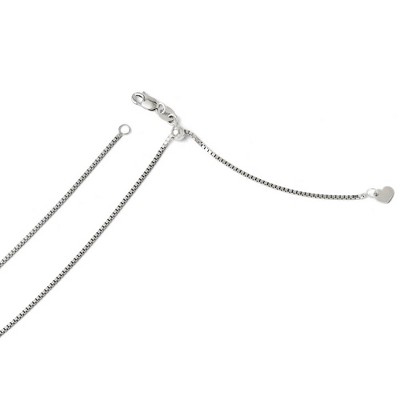 Black Bow Jewelry 1mm 14k White Gold Adjustable Box Chain Necklace