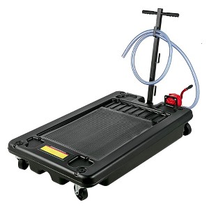 VEVOR Low Profile Oil Drain Pan with Pump, 64L Rolling Oil Drain Cart with 8 Foot Hose for Cars, Trucks, SUVs, 17 Gallon, Black - 1 of 4
