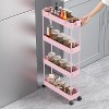 Acoinel Slim Rolling Storage Cart 4 Tier Bathroom Organizer Cart Mobile Shelving Unit Slide Out Utility Cart for Kitchen - 4 of 4