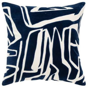 20"x20" Oversize Abstract Poly Filled Square Throw Pillow Dark Blue - Rizzy Home