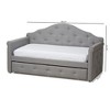 Twin Emilie Modern and Contemporary Fabric Upholstered Daybed with Trundle Gray - Baxton Studio: Elegant Design, No Box Spring Needed - 2 of 4