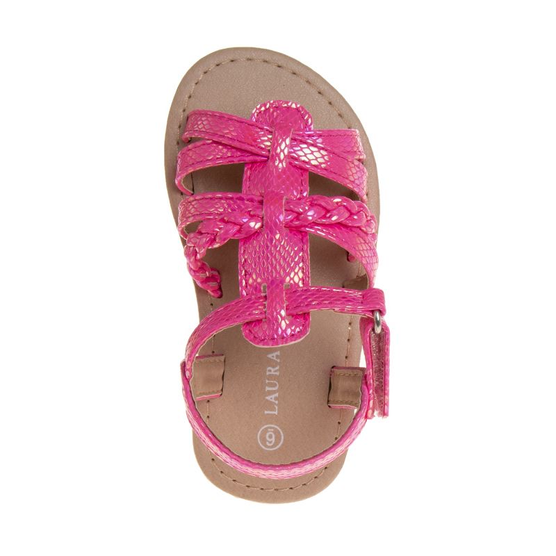 Laura Ashley Girls Hook and Loop Strappy Gladiator Sandals. (Toddler/Little Kids)., 4 of 6