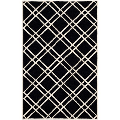 Black and Ivory Hand-Tufted Wool Geometric Area Rug