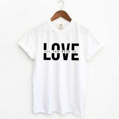 Simply Sage Market Women's Love Is All You Need Split Short Sleeve Garment Dyed Tee