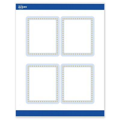 Avery 4" x 3-1/3" Labels, Gold Dots with Blue Border, 40 ct