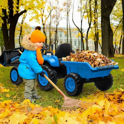 Blue 12V Ride-On Tractor with Detachable Trailer