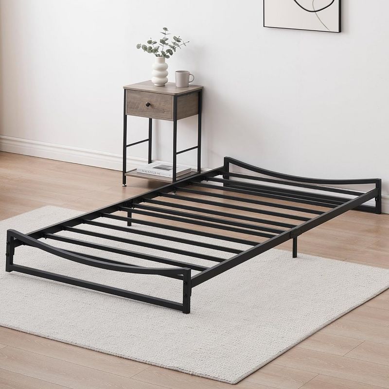 Whizmax 6 Inch Metal Platform Bed Frame Low Profile with Sturdy Steel Slats Support, Mattress Foundation, No Box Spring Needed, Black, 1 of 8