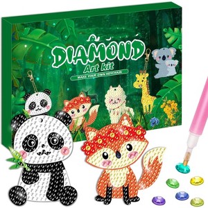 Etokfoks Diamond Art Keychain Kit for Kids 5 Piece Animal Gem