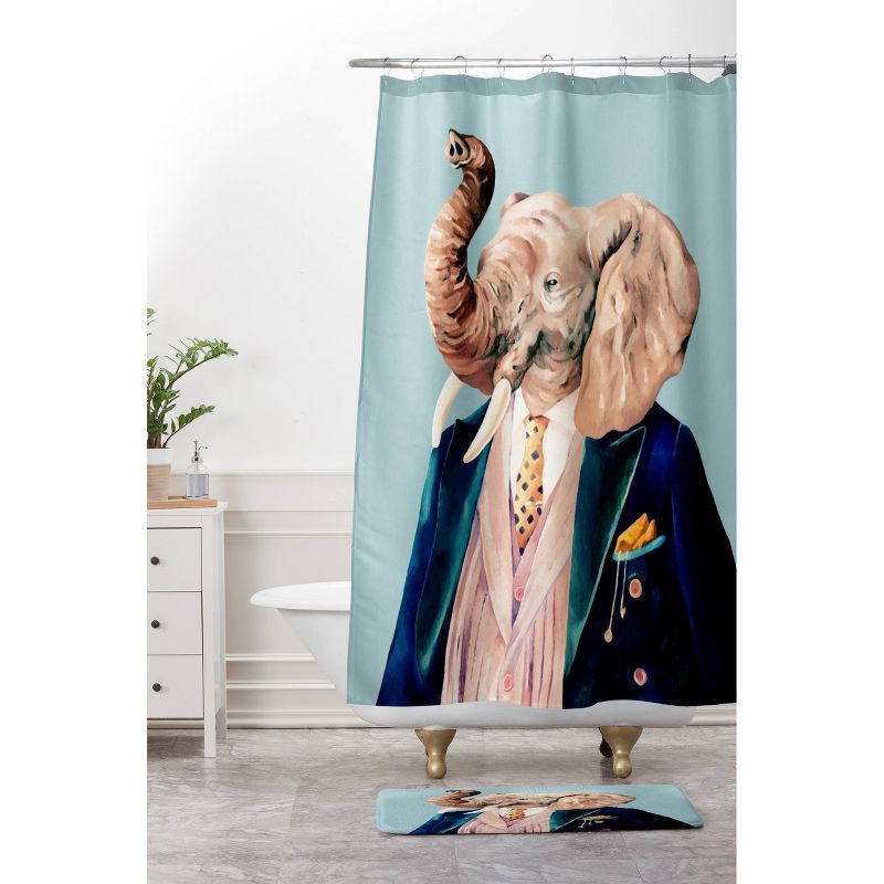 Mr. Elephant Shower Curtain Pastel Blue - Deny Designs, 3 of 6