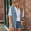 Coolmee Women's Casual Denim Jean Vest Sleeveless Mid Long Button Down Jeans Jackets Vests Waistcoat - 4 of 4