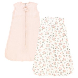 Hudson Baby Infant Girl Thermal Sleeveless Sleeping Bag 2pk, Soft Pink Sage Rose - 1 of 4