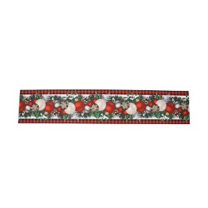 Unique Bargains Christmas Table Runner Plaid Border Christmas Ornament Polyester Red White Green 71x14 Inch 1 Pc - 1 of 4
