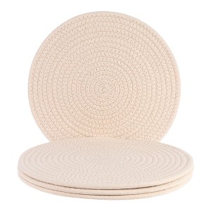 REGALWOVEN Farmhouse Kitchen Decor Indoor Outdoor Cotton Rope Dining Table Placemats 4 Pcs - 1 of 4