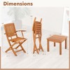 Tangkula 3 PCS Eucalyptus Wood Patio Bistro Set w/ 2 Folding Arm Chairs for Porch - 4 of 4
