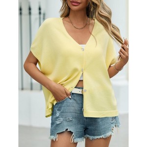 Womens Cardigan Sleeveless V Neck Knit Cardigan Open Front Layering Sweater - 1 of 4