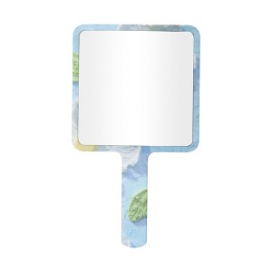 Unique Bargains Floral Square Handheld Mirror Blue White 1 Pc - 1 of 3