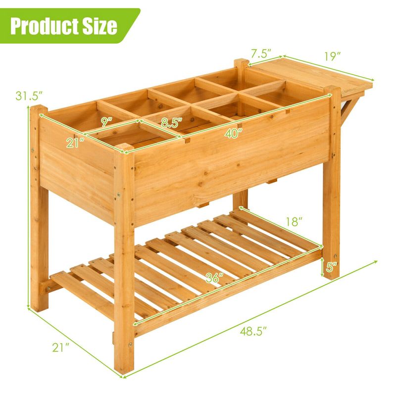 Costway Raised Garden Bed Elevated Planter Box Kit w/8 Grids & Folding Tabletop, 2 of 11
