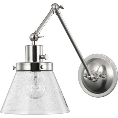 Brushed Nickel Swing Arm Wall Light with Seeded Glass Shade