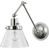 Progress Lighting Hinton 1-Light Swing Arm Wall Bracket, Brushed Nickel, Seeded Glass Shade - 3 of 4