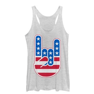 Women's Lost Gods Rock On American Flag Racerback Tank Top - 1 of 3