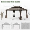 10X14 FT Outdoor Aluminum Patio Gazebo,Gazebo With Double Roof Canopy And Curtains,Galvanized Steel Hardtop Permanent Gazebo-Coolbibila - 4 of 4