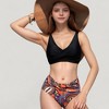Anna-Kaci Swim Women's Wrap Front Bikini Top and High Waist Printed Bottom Two-Piece Swimsuit with Paisley Pattern Design - 4 of 4