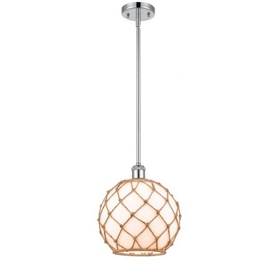 Farmhouse Rope - 1 Light Stem Hung Mini Pendant In Industrial Style-13 Inches Tall and 10 Inches Wide