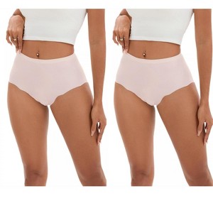 INSPIRE CHIC 2 Pcs Women's High-Waisted Full-Coverage Underwear Wave Trim No Trace Briefs - 1 of 4