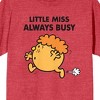 Mr. Men And Little Miss Meme Little Miss Always Busy Crew Neck Short Sleeve Red Heather Women's T-shirt - 2 of 3
