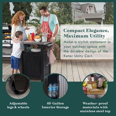 Unity 40 Gallon Brown Outdoor Grill Cart with Stainless Steel Top
