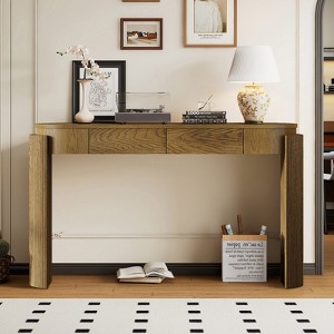 Bella Depot 55.1“ Entryway Console Table with Fluted Design, Oval Top and 2 Drawers for Entryway and Living Room - 1 of 4