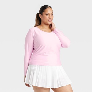 Women's Ribbed Side-Cinch Long Sleeve Top - All In Motion™ - 1 of 3