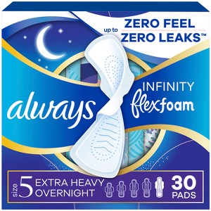Always Infinity Extra Heavy Absorbency Overnight Sanitary Pads with Wings - Unscented - 1 of 4