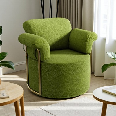 360-degree Swivel Barrel Fabric Accent Chair with Gold Metal Legs
