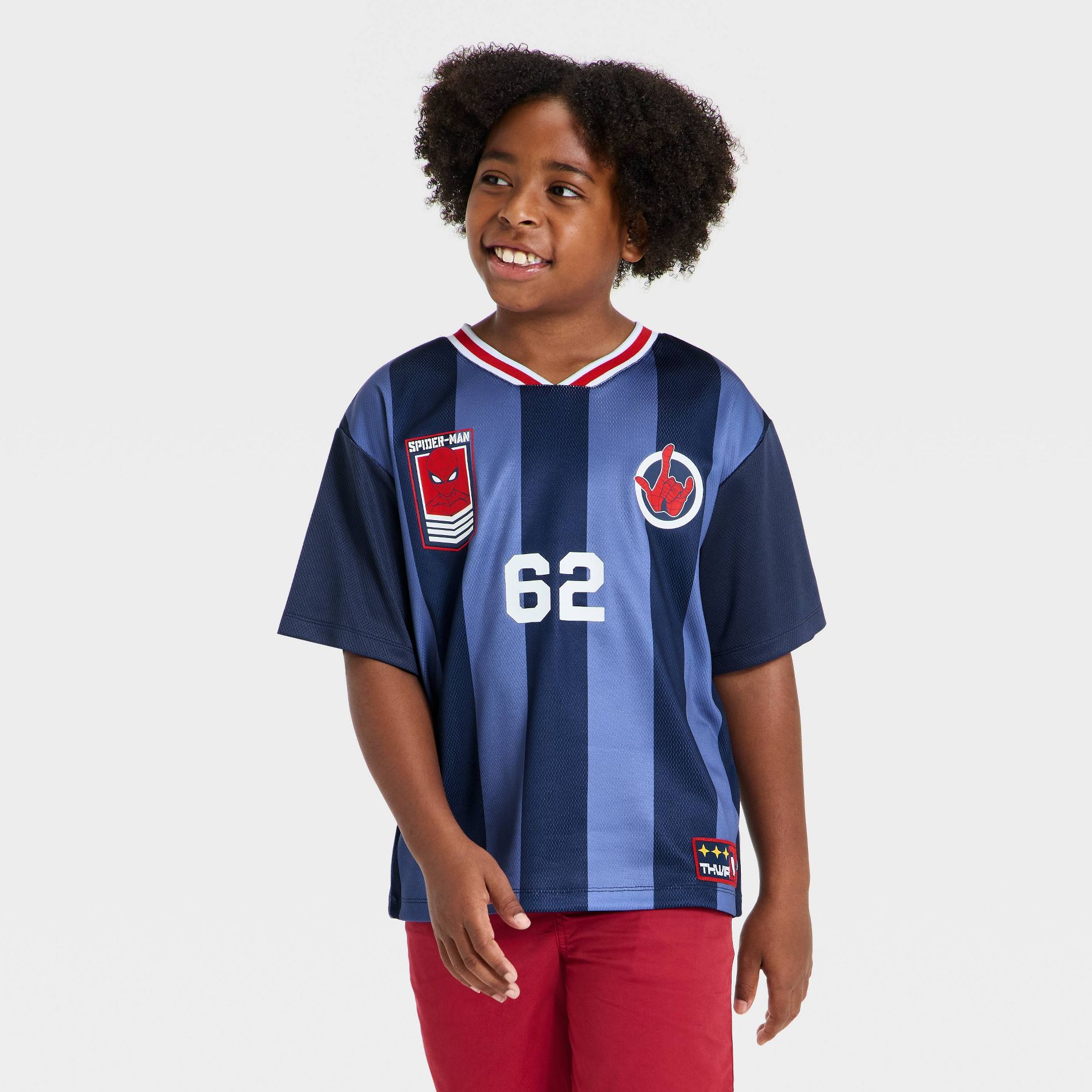 Boys' Marvel Spider-Man Short Sleeve Soccer Jersey - Blue M