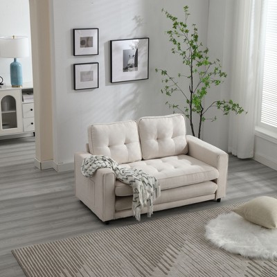 CAVINAS Futon Sofa Bed, Modern Pull out Couch, Space Saving Loveseat Sofa, Convertible Sofa Bed for Living Room, Bedroom