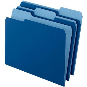 Pendaflex Two-Tone File Folder, Letter Size, 1/3 Cut Tabs, Navy, Pack of 100 - 1 of 1