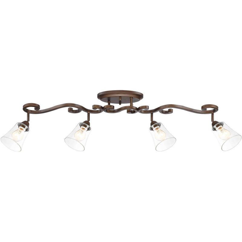 Pro Track Myrna 4-Head Ceiling or Wall Track Light Fixture Kit Directional Brown Bronze Finish Glass Modern Scroll Kitchen Bathroom 43 1/2" Wide, 5 of 8