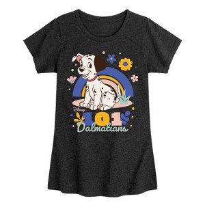 Girls' - 101 Dalmatians - Spring Flowers Fitted Short Sleeve Graphic T-Shirt - 1 of 4